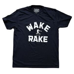 Baseball Swag Wake and Rake Black & White Men's T-Shirt Large